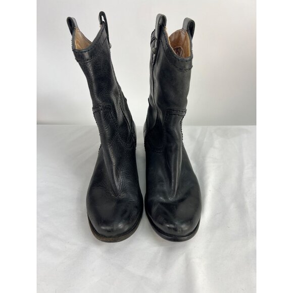Fossil Women Black Leather Cowboy Western Festival Boots sz 7 - Picture 5 of 8